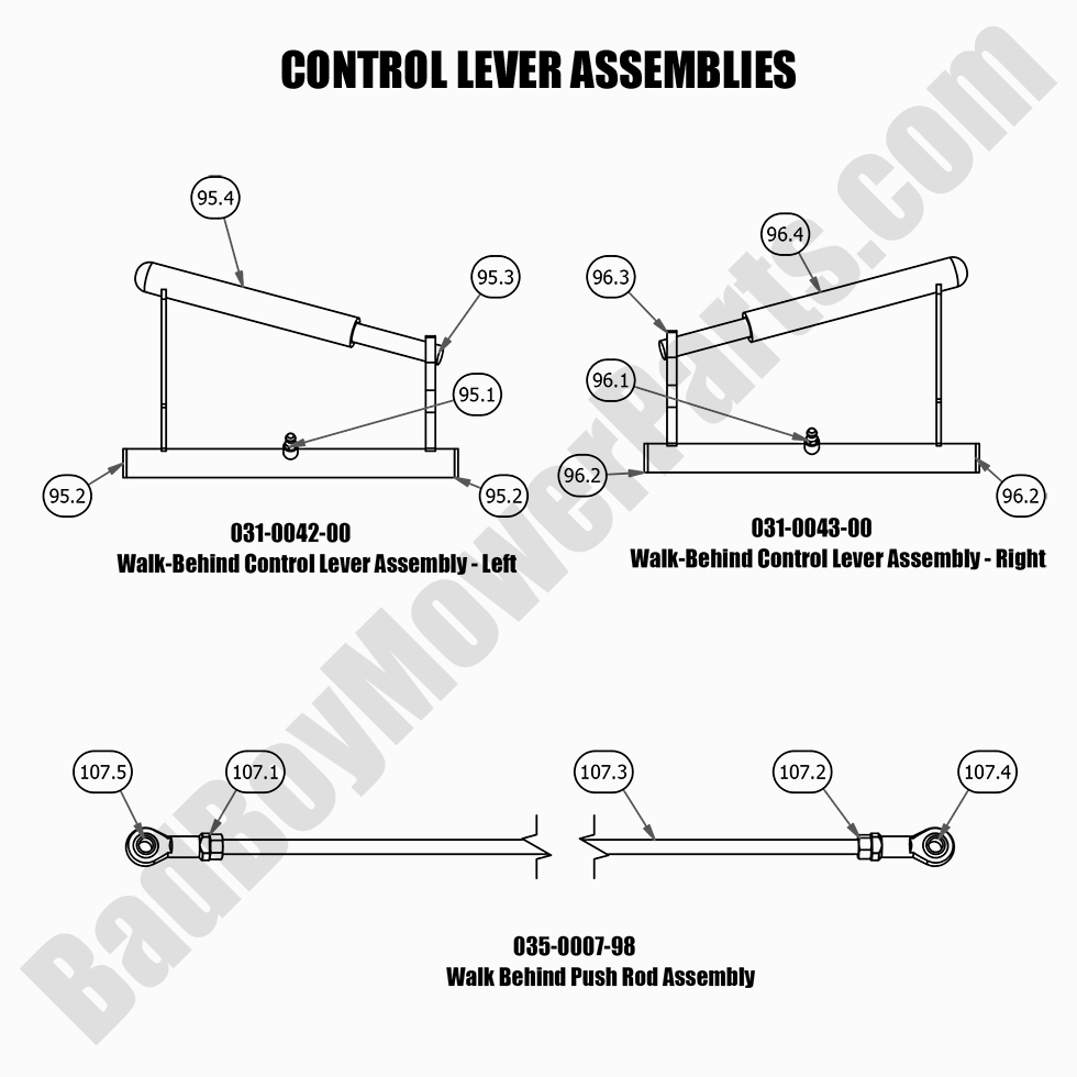2688 - Bad Boy Mower Parts Lookup > 2021 > Walk Behind > Control Lever Assemblies